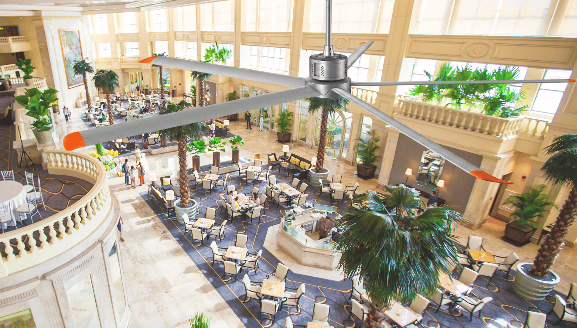 quạt HVLS chi tiết kiến trúc